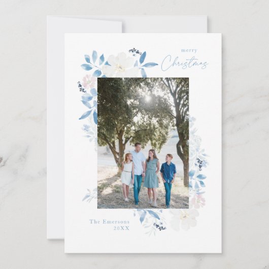 Vrolijk kerstblauw Waterverf ventilatorlicht Lijst (Voorkant)