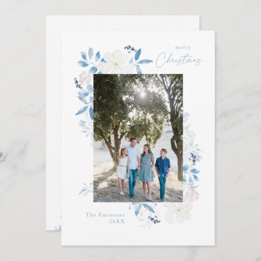 Vrolijk kerstblauw Waterverf ventilatorlicht Lijst (Voorkant / Achterkant)