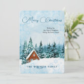 Vrolijk kerstblauw Waterverf winterlandschap Feestdagenkaart (Staand voorkant)