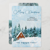 Vrolijk kerstblauw Waterverf winterlandschap Feestdagenkaart (Voorkant / Achterkant)