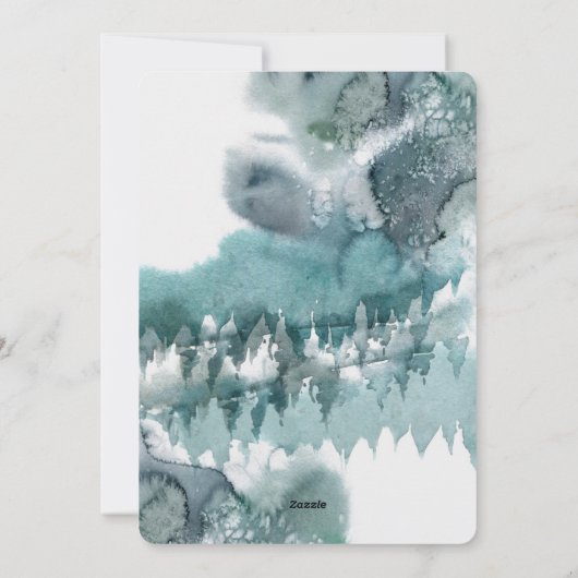 Vrolijk kerstblauw Waterverf winterlandschap Feestdagenkaart (Achterkant)