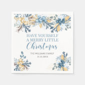 Vrolijk kerstblauw winterbessen Papier Servet (Voorkant)