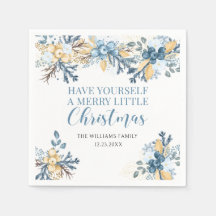 Vrolijk kerstblauw winterbessen Papier