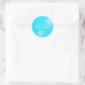 Vrolijk Kerstblauw Wit Sneeuwvlok Minimalist Ronde Sticker (Tas)