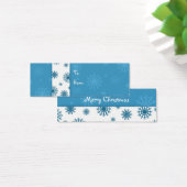 Vrolijk kerstblauw wit sneeuwvlokken cadeau Labels Mini Visitekaartjes (Bureau)