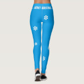 Vrolijk kerstblauw wit sneeuwvlokken leggings (Achterkant)