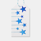 Vrolijk kerstblauwe ster Decoratie met tekst Cadeaulabel (Voorkant)