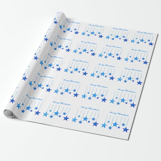 Vrolijk kerstblauwe ster Decoratie met tekst Cadeaupapier (Uitgerold)