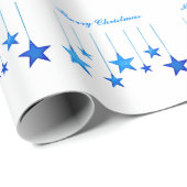 Vrolijk kerstblauwe ster Decoratie met tekst Cadeaupapier (Rol Hoek)
