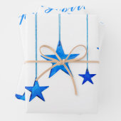 Vrolijk kerstblauwe ster Decoratie met tekst Inpakpapier Vel (In situ)