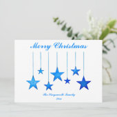 Vrolijk kerstblauwe sterren met platte tekaart (Staand voorkant)