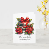 Vrolijk kerstboekliefhebber kaart (Gele Bloem)