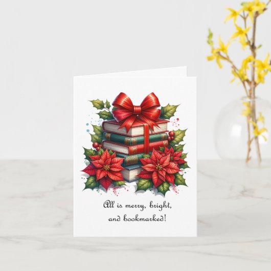 Vrolijk kerstboekliefhebber kaart (Gele Bloem)