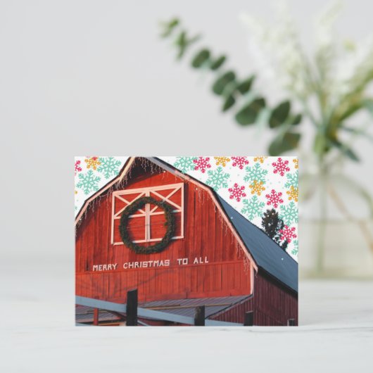 Vrolijk kerstBoerderij Barn Briefkaart (Staand voorkant)