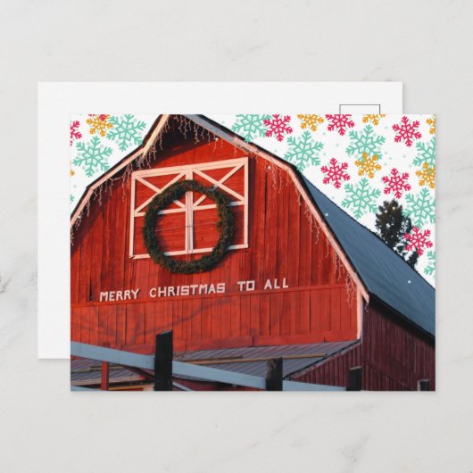 Vrolijk kerstBoerderij Barn Briefkaart (Voorkant / Achterkant)