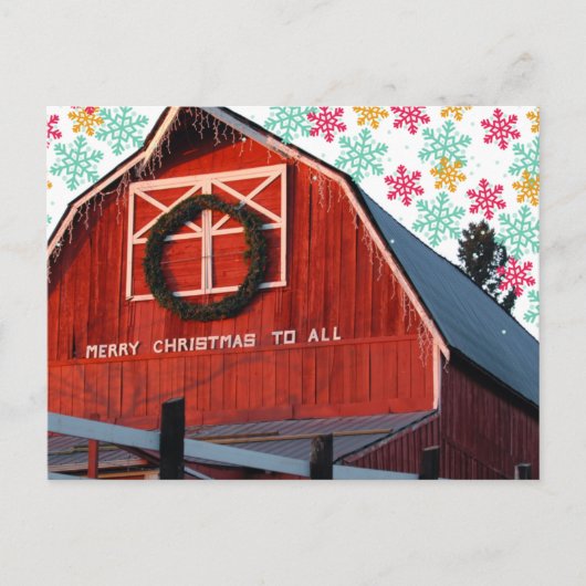 Vrolijk kerstBoerderij Barn Briefkaart (Voorkant)