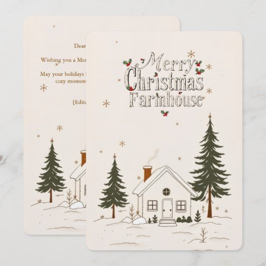 Vrolijk kerstboerderij wintervakantie Kaart. Kaart (Voorkant / Achterkant)