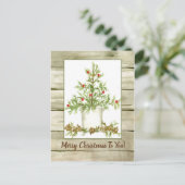 Vrolijk kerstboerderijboom Houtkorrel Briefkaart (Staand voorkant)