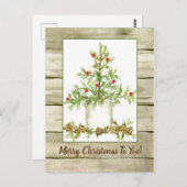 Vrolijk kerstboerderijboom Houtkorrel Briefkaart (Voorkant / Achterkant)