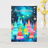 Vrolijk kerstbomen Abstract Kaart (Gele Bloem)