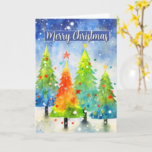 Vrolijk kerstbomen Abstract Kaart (Gele Bloem)