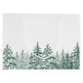 Vrolijk kerstbomen bos Waterverf script Groot Cadeauzakje (Achterkant)