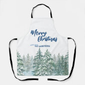 Vrolijk kerstbomen bos Waterverf script Schort (Voorkant)