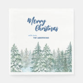 Vrolijk kerstbomen bos Waterverf script Servet (Voorkant)