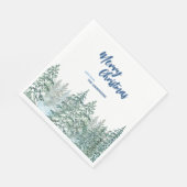 Vrolijk kerstbomen bos Waterverf script Servet (Hoek)