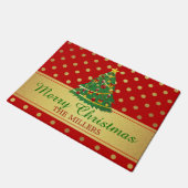 Vrolijk kerstbomen Klassic Red Gold Polka Dots Deurmat (Schuin)