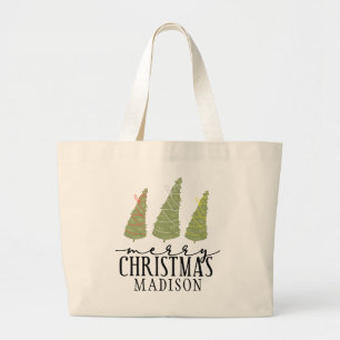 Vrolijk kerstbomen Moderne Feestdagen van het Manu Grote Tote Bag