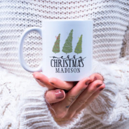 Vrolijk kerstbomen Moderne Feestdagen van het Manu Koffiemok