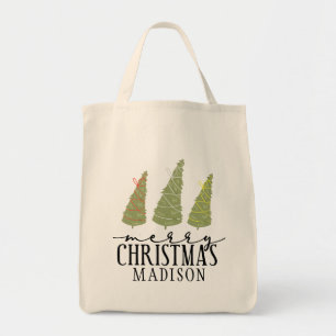 Vrolijk kerstbomen Moderne Feestdagen van het Manu Tote Bag