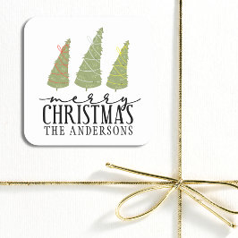 Vrolijk kerstbomen Moderne Feestdagen van het Manu Vierkante Sticker