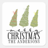 Vrolijk kerstbomen Moderne Feestdagen van het Manu Vierkante Sticker (Voorkant)