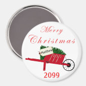 Vrolijk kerstbomen Rood  kruipertje Magneet (Voorkant / Achterkant)