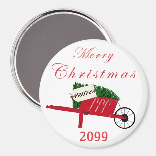 Vrolijk kerstbomen Rood  kruipertje Magneet (Voorkant / Achterkant)