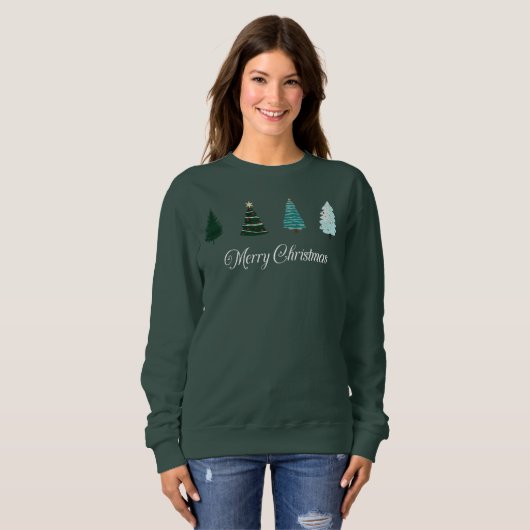 Vrolijk kerstbomen sweatshirt (Voorkant volledig)