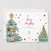 Vrolijk kerstbomen waterverf kinder bedrijf logo feestdagenkaart (Voorkant)