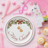 Vrolijk kerstboog en klokken slinger papieren bordje (Feest)