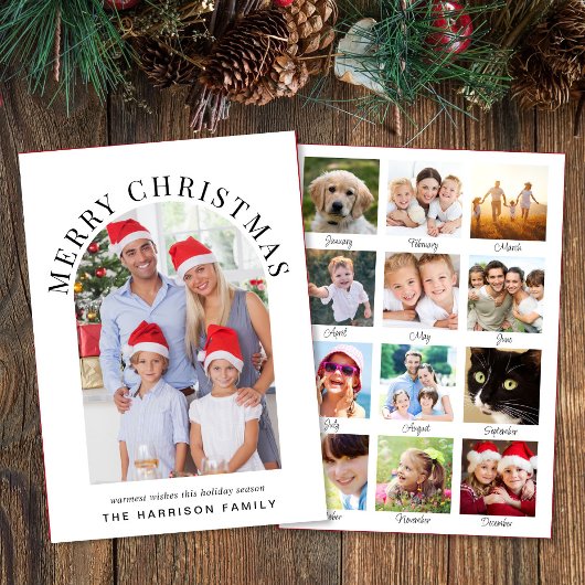 Vrolijk Kerstboogfotojaar in de Review Feestdagenkaart