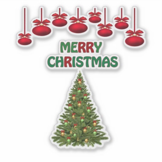 Vrolijk kerstboom Cadeaus feestelijke vakantie Sticker (Voorkant)