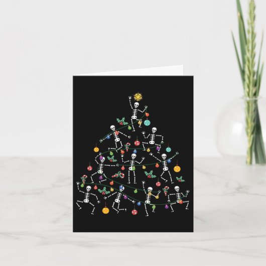 Vrolijk kerstboom dansen skelet Funny Hallow Kaart (Voorkant)