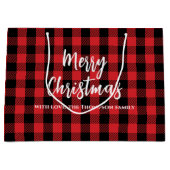 Vrolijk kerstboom eenvoudige buffel check patroon groot cadeauzakje (Voorkant)