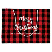 Vrolijk kerstboom eenvoudige buffel check patroon groot cadeauzakje (Achterkant)