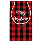 Vrolijk kerstboom eenvoudige buffel check patroon klein cadeauzakje (Achterkant)