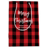 Vrolijk kerstboom eenvoudige buffel check patroon medium cadeauzakje (Voorkant)