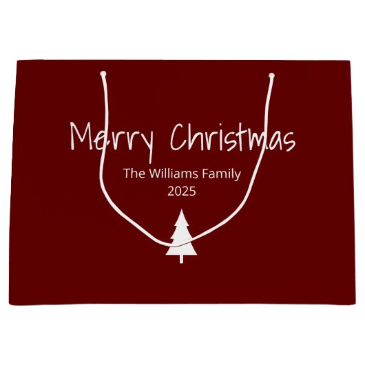 Vrolijk kerstboom eenvoudige typografie vakantie groot cadeauzakje (Voorkant)