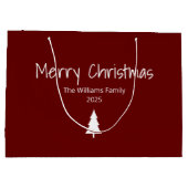 Vrolijk kerstboom eenvoudige typografie vakantie groot cadeauzakje (Achterkant)