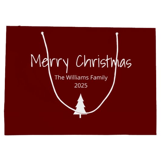 Vrolijk kerstboom eenvoudige typografie vakantie groot cadeauzakje (Achterkant)